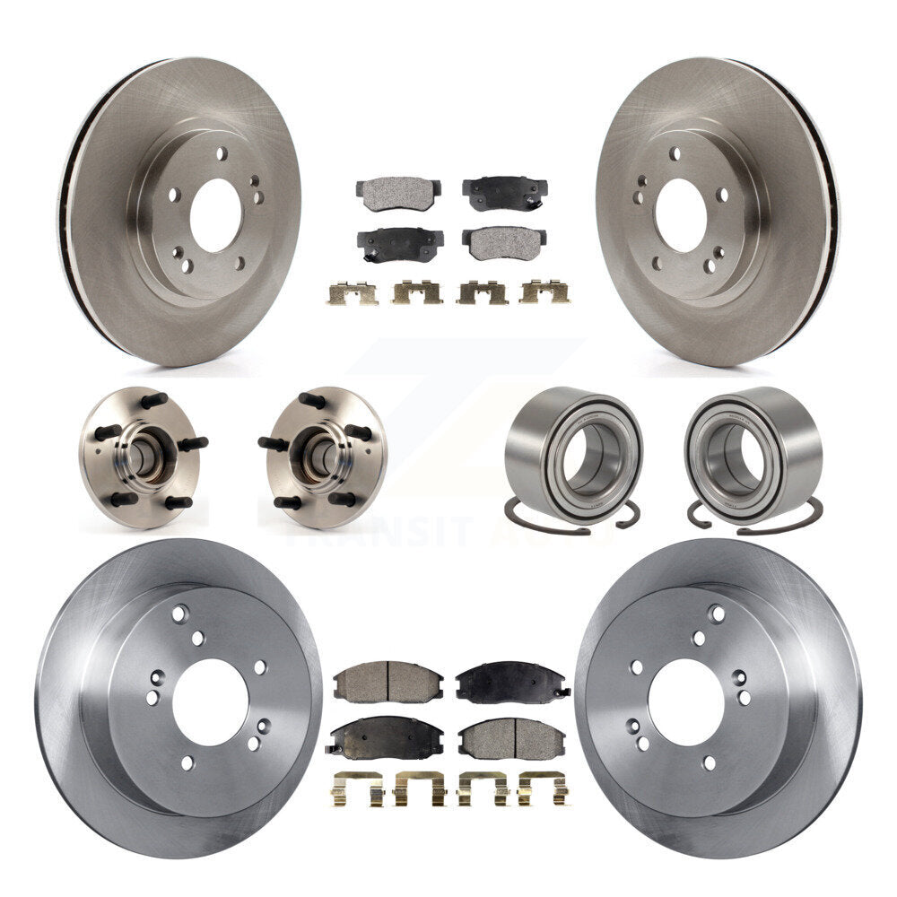 Hub Bearing Disc Brake Rotor And Pads Front Rear Kit (10Pc) For Hyundai Santa Fe
