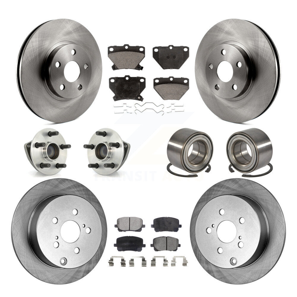 Hub Bearing Brake Rotor Pad Front Rear Kit (10Pc) For Toyota Matrix Pontiac Vibe