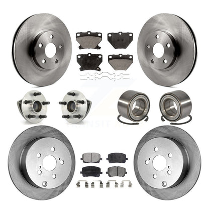 Hub Bearing Brake Rotor Pad Front Rear Kit (10Pc) For Toyota Matrix Pontiac Vibe