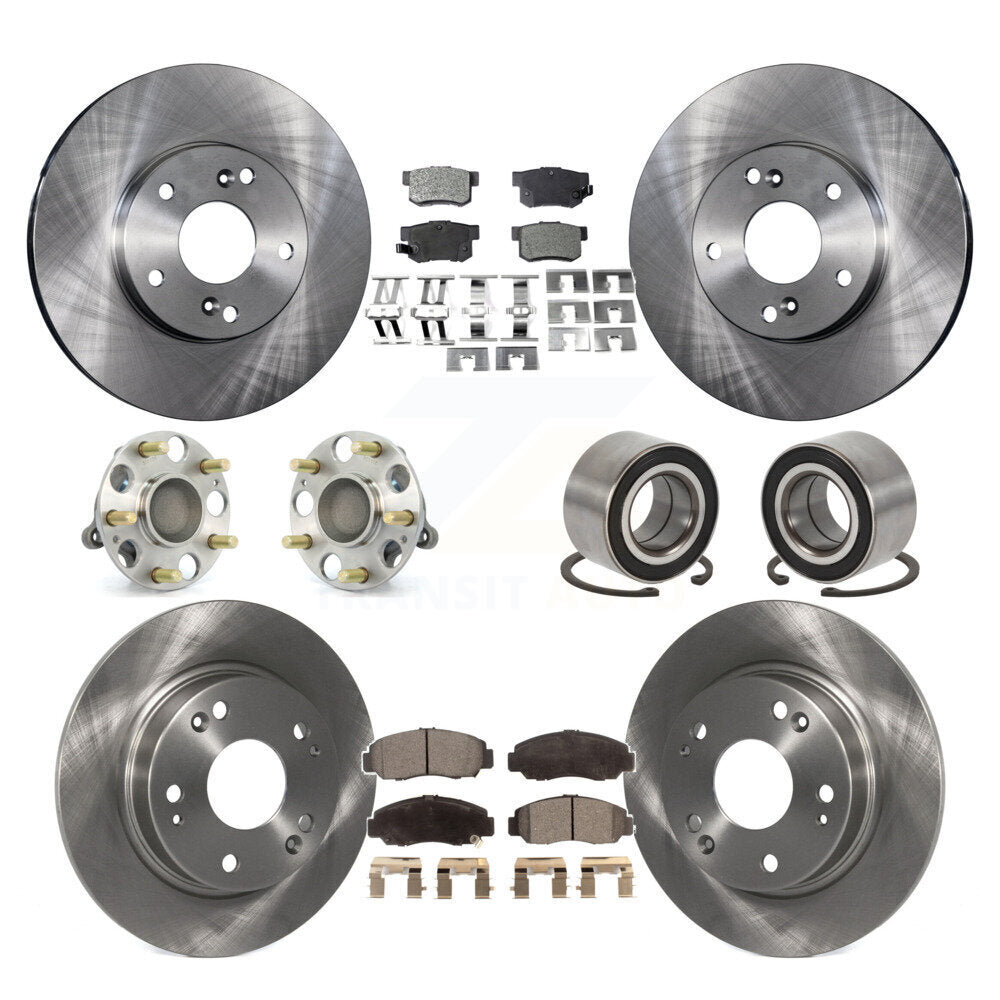Hub Bearing Disc Brake Rotor And Ceramic Pad Front Rear Kit (10Pc) For Acura CSX
