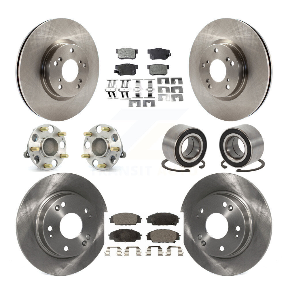 Hub Bearing Disc Brake Rotor Pad Front Rear Kit (10Pc) For Honda Civic Acura CSX