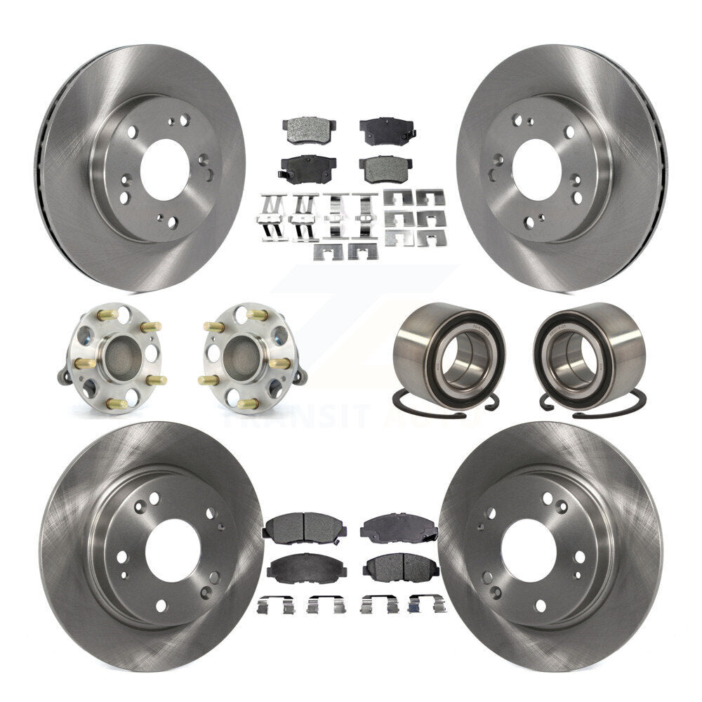 Wheel Hub Bearing Disc Brake Rotor And Pad Front Rear Kit (10Pc) For Honda Civic
