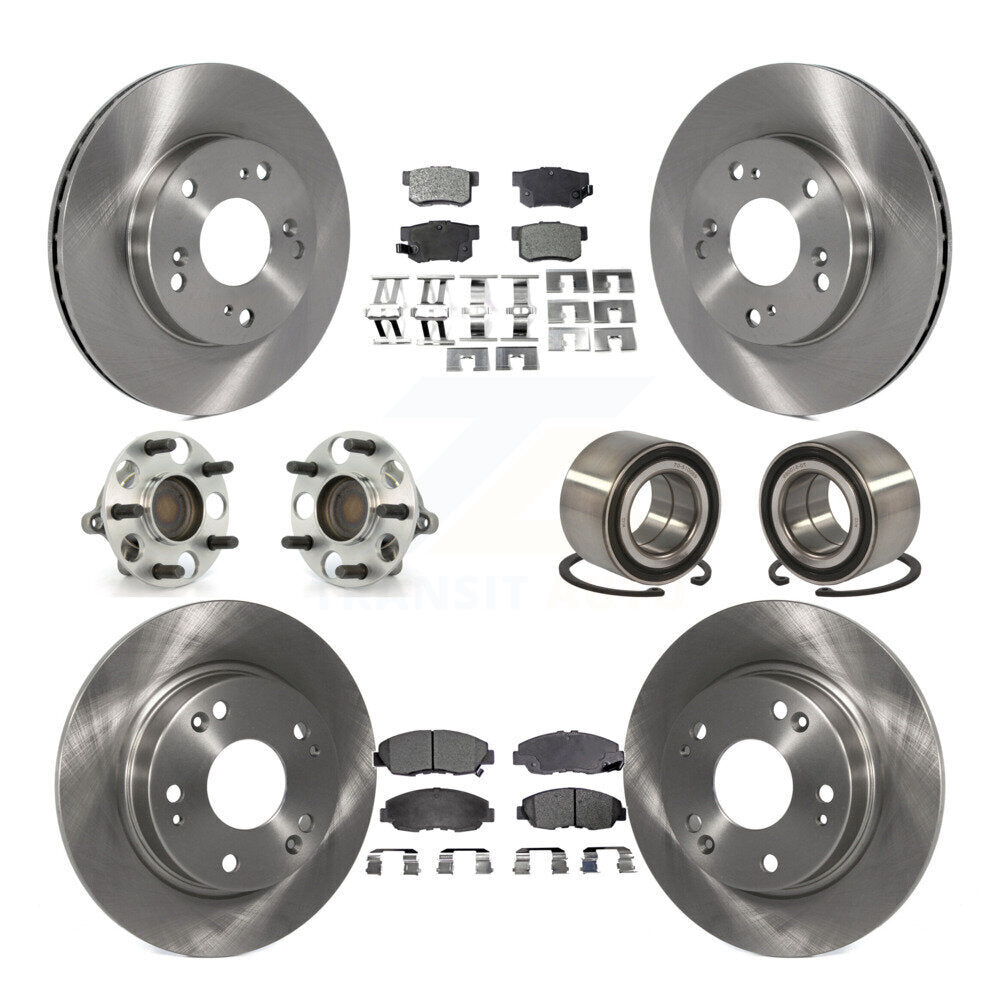 Wheel Hub Bearing Disc Brake Rotor And Pad Front Rear Kit (10Pc) For Honda Civic