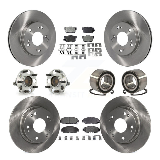 Wheel Hub Bearing Disc Brake Rotor And Pad Front Rear Kit (10Pc) For Honda Civic