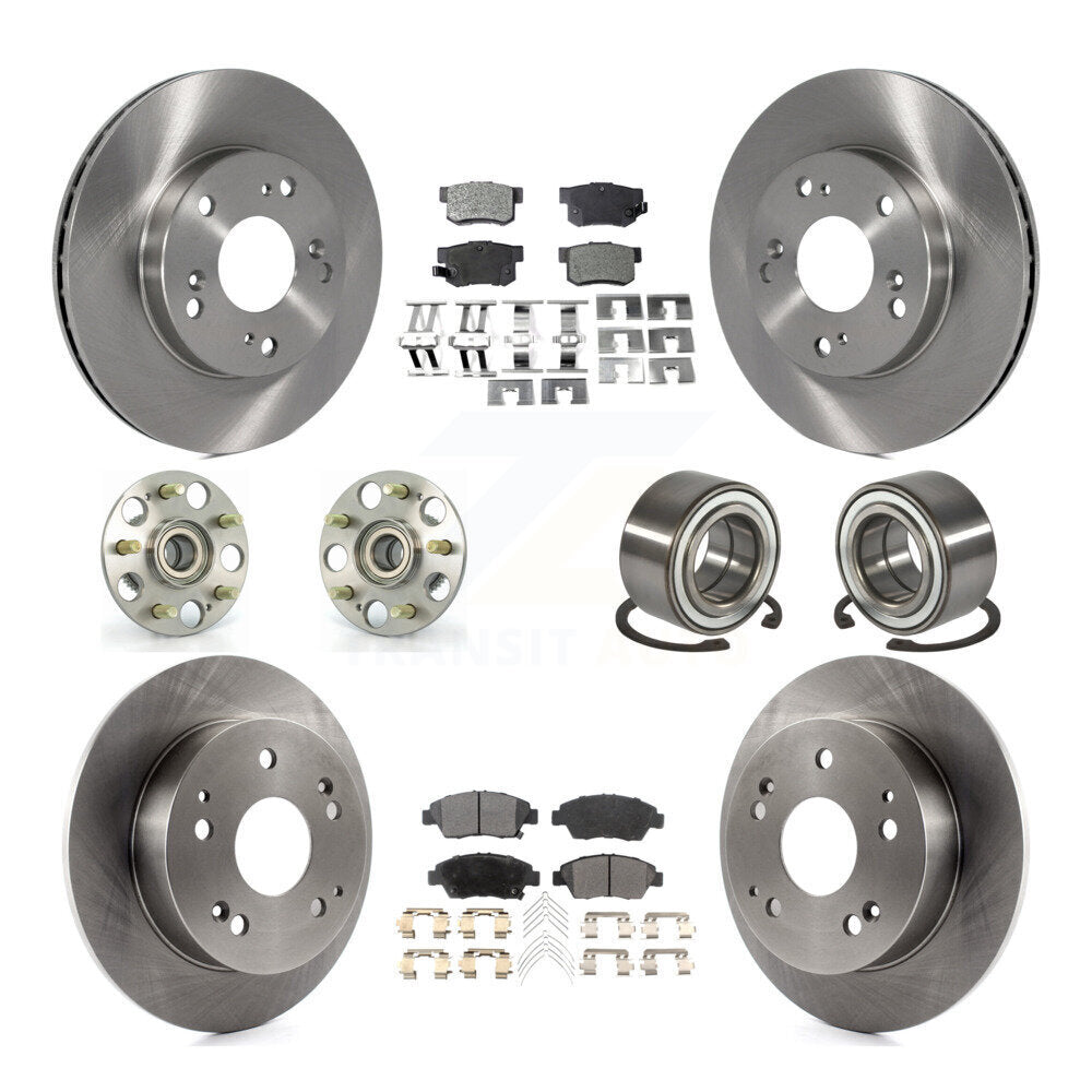 Hub Bearing Disc Brake Rotor Pads Front Rear Kit (10Pc) For 2004 Honda Civic SiR