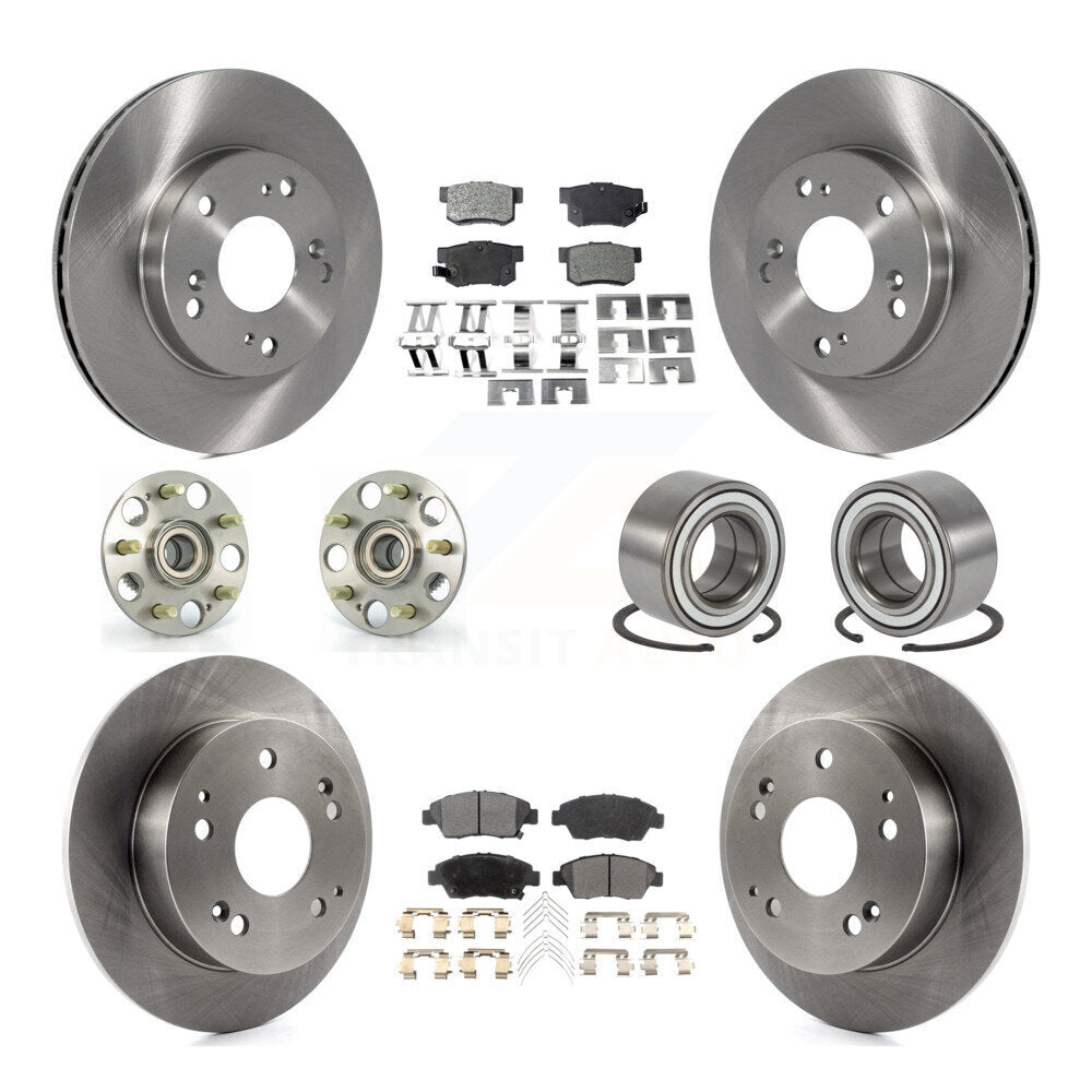 Hub Bearing Disc Brake Rotor Pad Front Rear Kit (10Pc) For Honda Civic Acura RSX