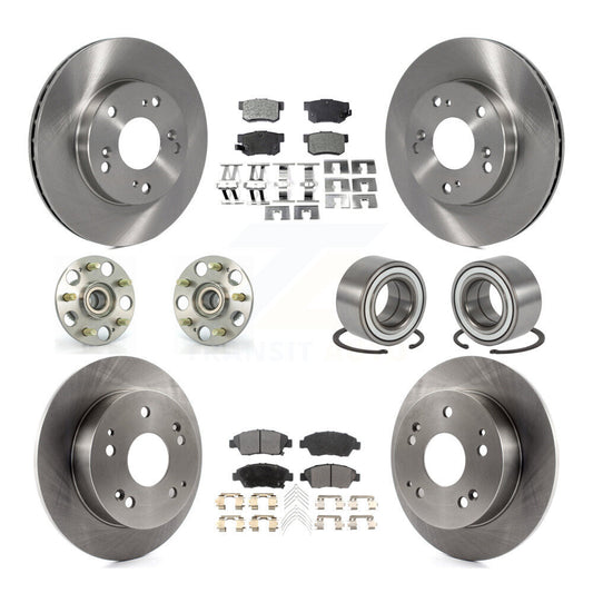 Hub Bearing Disc Brake Rotor Pad Front Rear Kit (10Pc) For Honda Civic Acura RSX