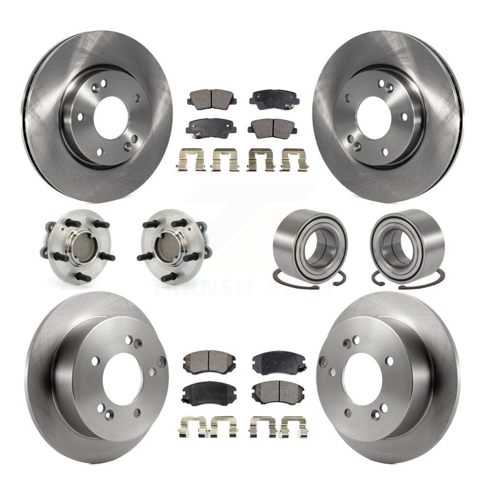 Hub Bearings Disc Brake Rotors And Pads Front Rear Kit (10Pc) For Hyundai Sonata
