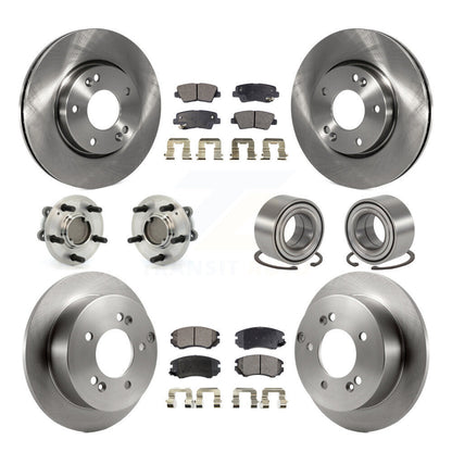 Hub Bearings Disc Brake Rotors And Pads Front Rear Kit (10Pc) For Hyundai Sonata