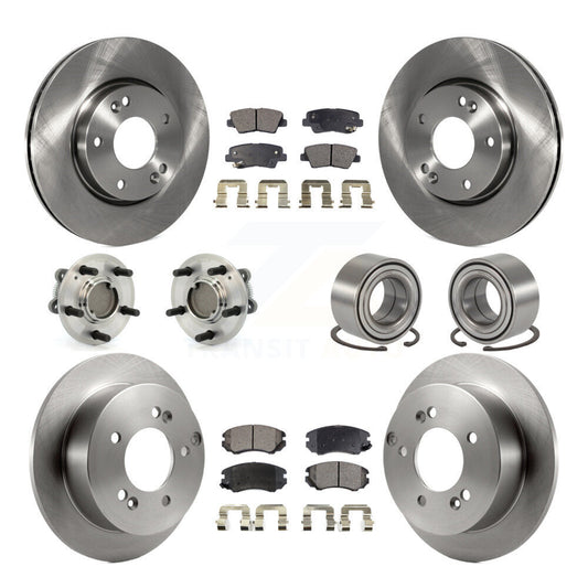 Hub Bearings Disc Brake Rotors And Pads Front Rear Kit (10Pc) For Hyundai Sonata