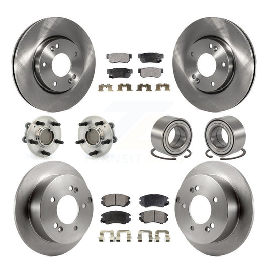 Hub Bearing Brake Rotor Pads Front Rear Kit (10Pc) For Hyundai Sonata Kia Optima
