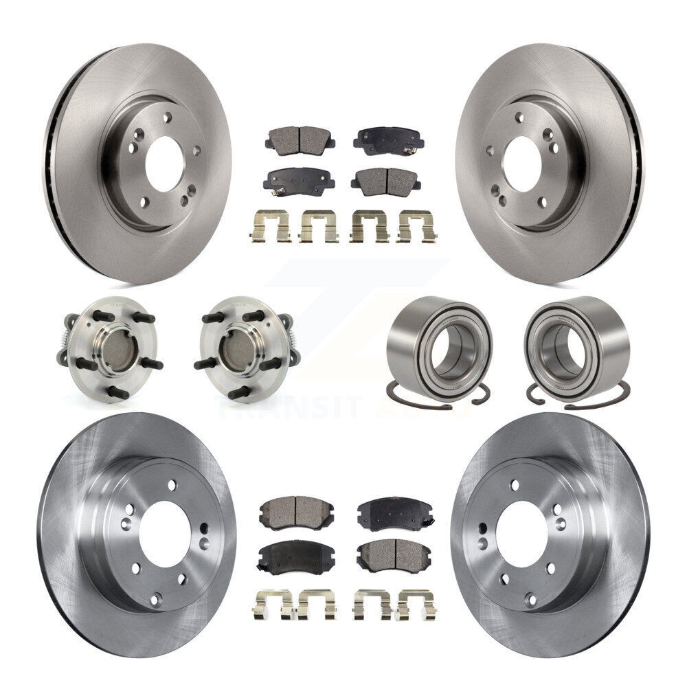 Hub Bearings Disc Brake Rotors And Pads Front Rear Kit (10Pc) For Hyundai Sonata