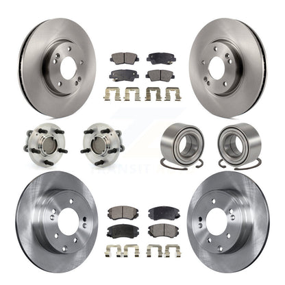 Hub Bearings Disc Brake Rotors And Pads Front Rear Kit (10Pc) For Hyundai Sonata