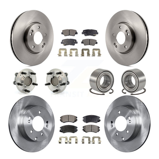 Hub Bearings Disc Brake Rotors And Pads Front Rear Kit (10Pc) For Hyundai Sonata
