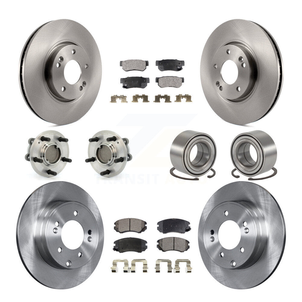 Hub Bearings Disc Brake Rotors And Pads Front Rear Kit (10Pc) For Hyundai Sonata