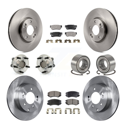 Hub Bearings Disc Brake Rotors And Pads Front Rear Kit (10Pc) For Hyundai Sonata