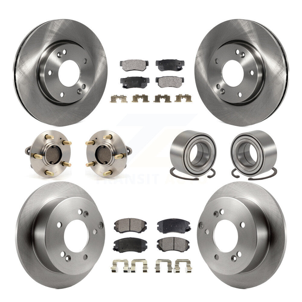 Hub Bearing Brake Rotor Pads Front Rear Kit (10Pc) For Hyundai Sonata Kia Optima