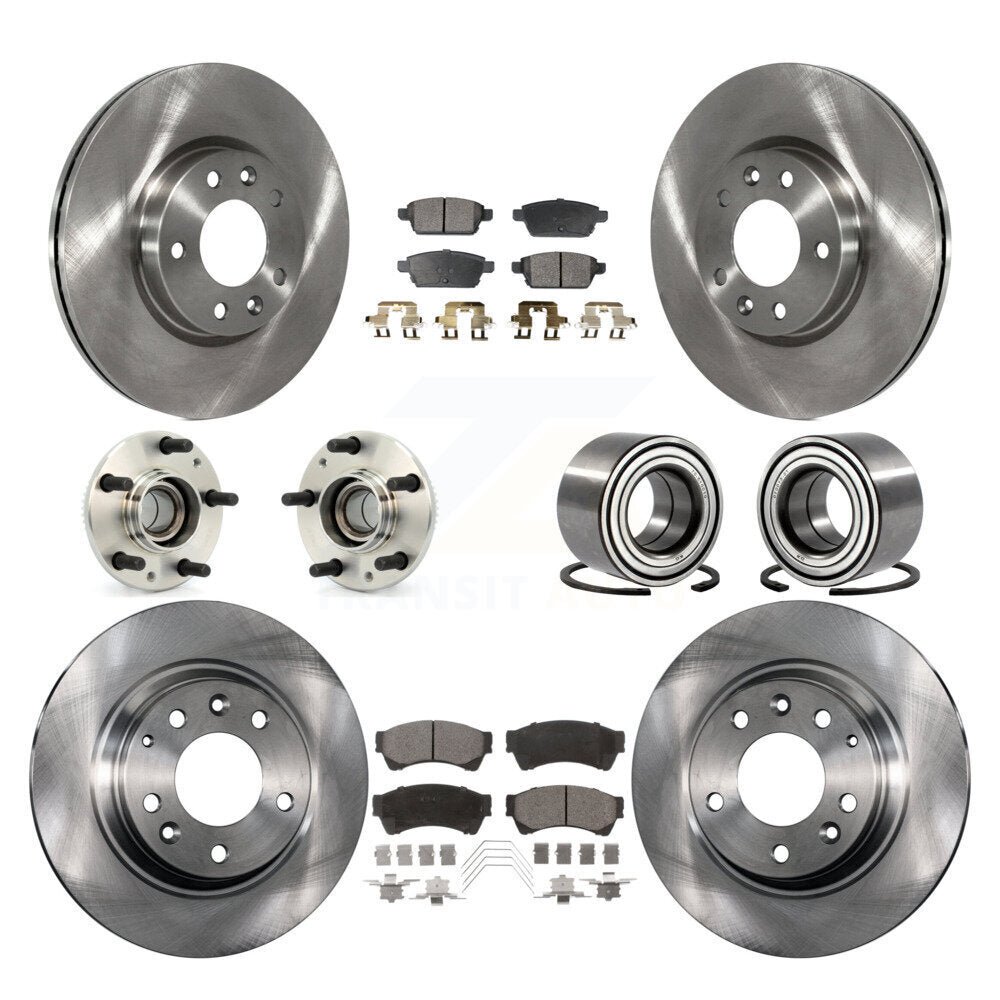 Hub Bearing Brake Rotor & Pads Front Rear Kit (10Pc) For Ford Fusion Mazda 6 MKZ