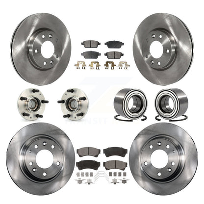 Hub Bearing Brake Rotor & Pads Front Rear Kit (10Pc) For Ford Fusion Mazda 6 MKZ