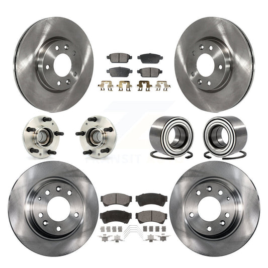 Hub Bearing Brake Rotor & Pads Front Rear Kit (10Pc) For Ford Fusion Mazda 6 MKZ