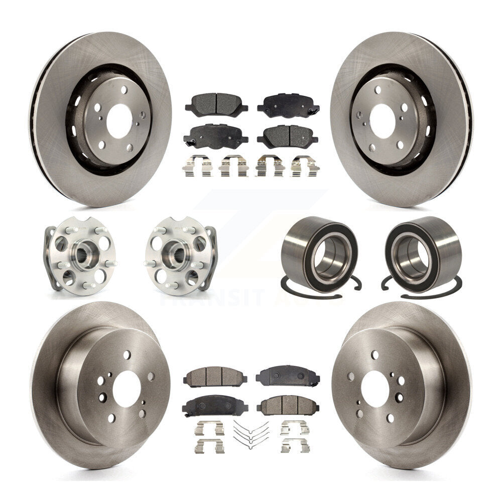 Hub Bearing Brake Rotor Pad Front Rear Kit (10Pc) For 2009-2016 Toyota Venza AWD