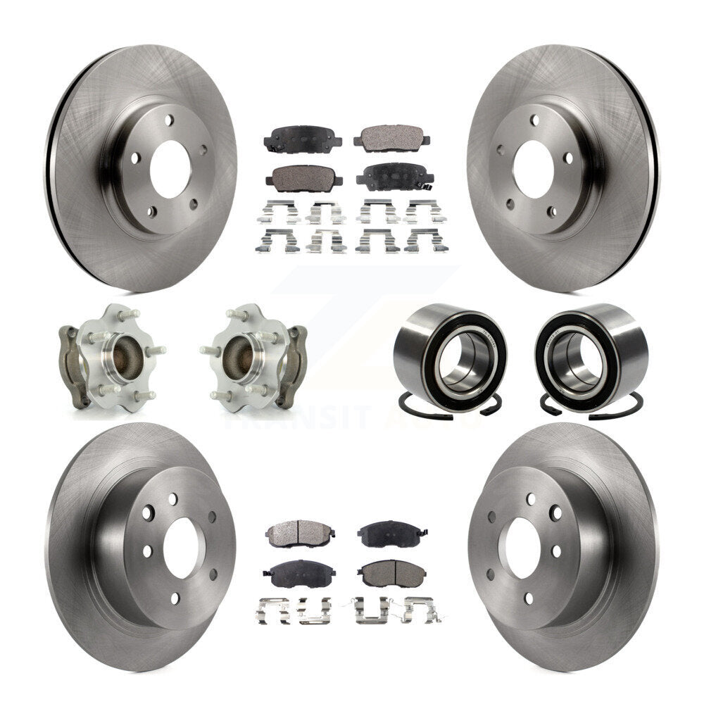Hub Bearings Disc Brake Rotors And Pads Front Rear Kit (10Pc) For Nissan Altima
