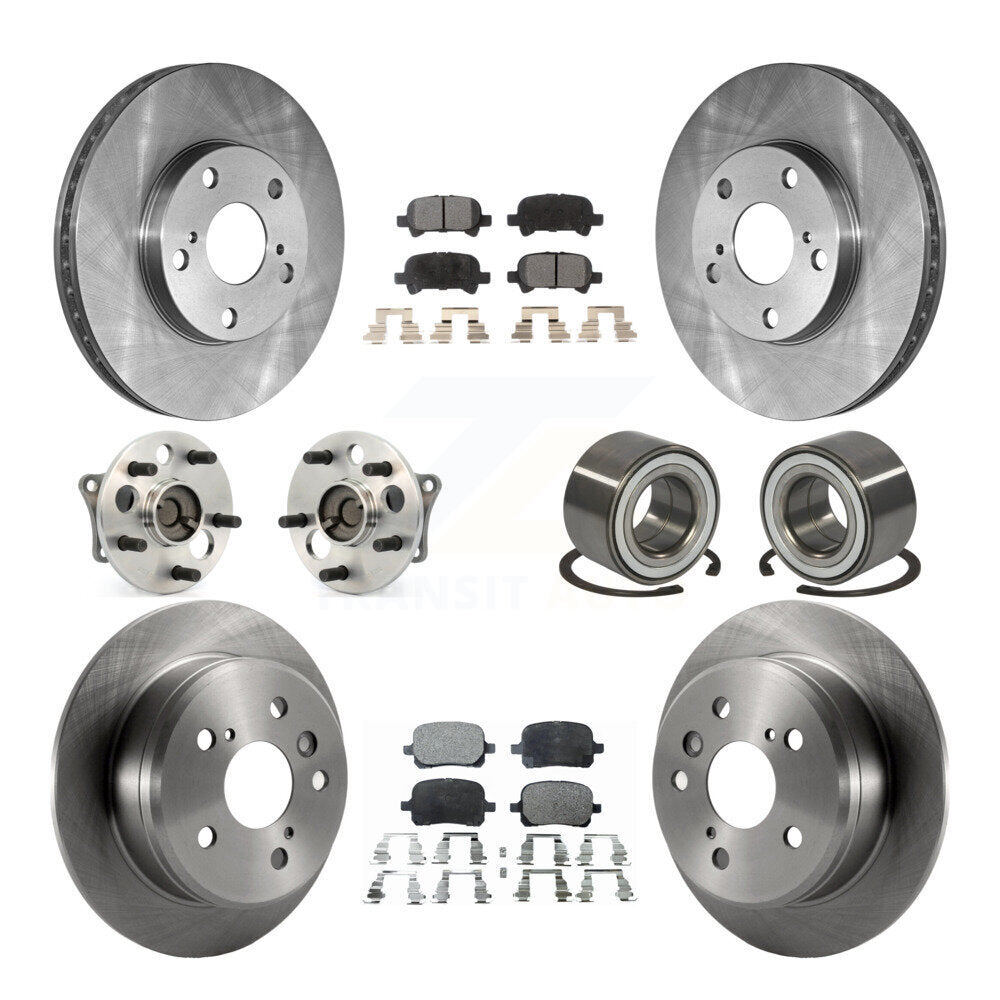 Hub Bearing Disc Brake Rotor & Pad Front Rear Kit (10Pc) For Toyota Camry Solara