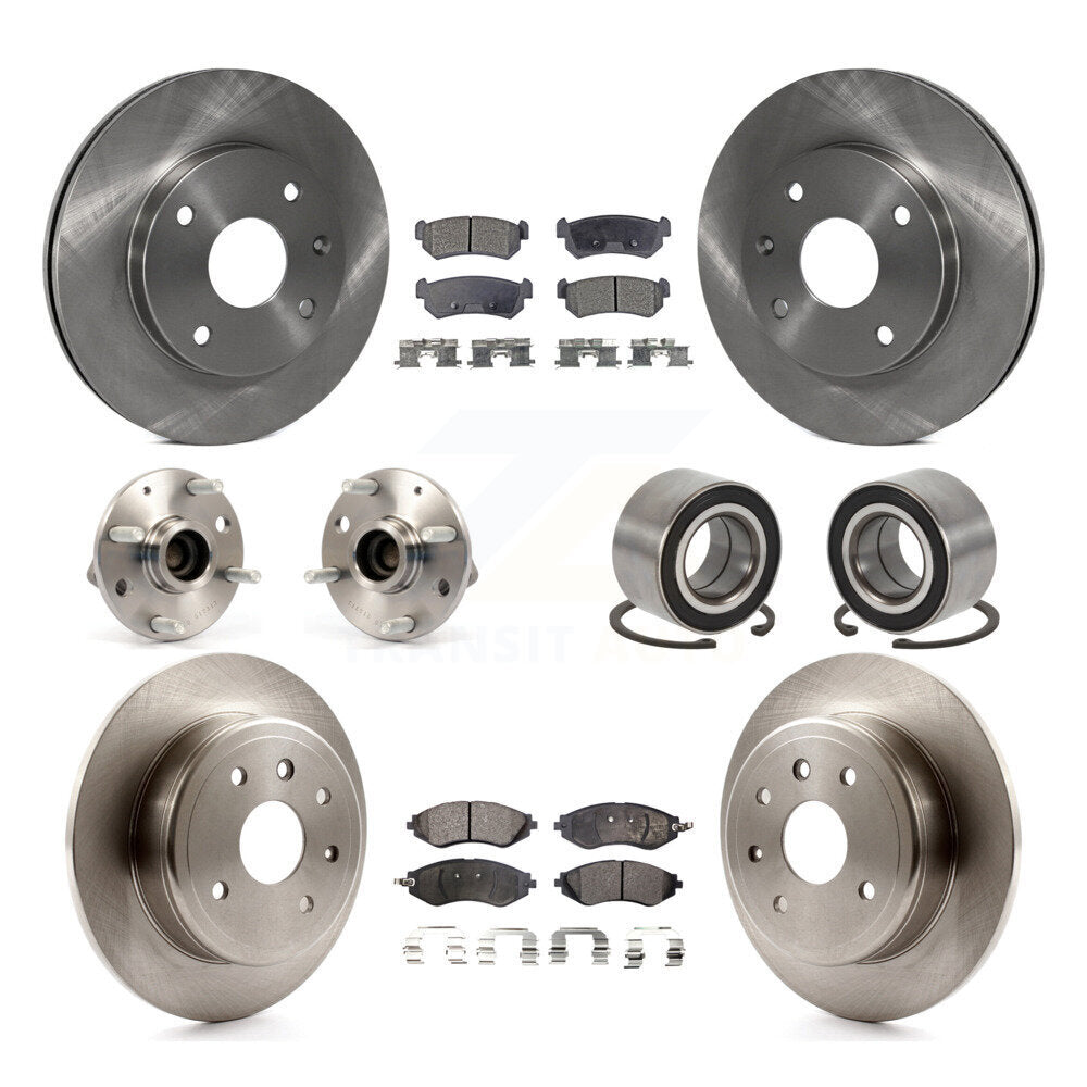 Hub Bearing Brake Rotor & Pads Front Rear Kit (10Pc) For Chevrolet Optra Non-ABS