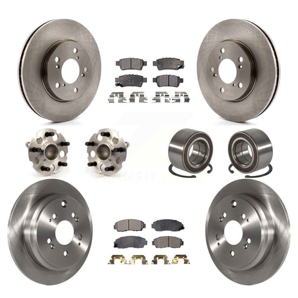 Hub Bearing Brake Rotor & Pads Front Rear Kit (10Pc) For 2005-2010 Honda Odyssey