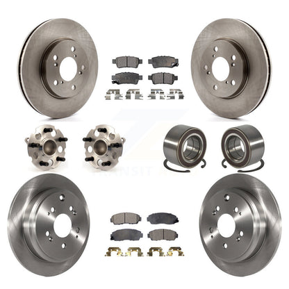 Hub Bearing Brake Rotor & Pads Front Rear Kit (10Pc) For 2005-2010 Honda Odyssey