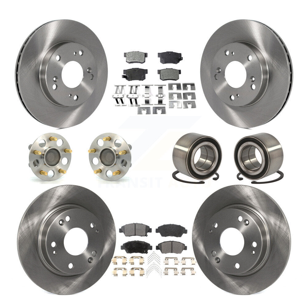 Wheel Hub Bearing Disc Brake Rotor And Pad Front Rear Kit (10Pc) For Honda Civic