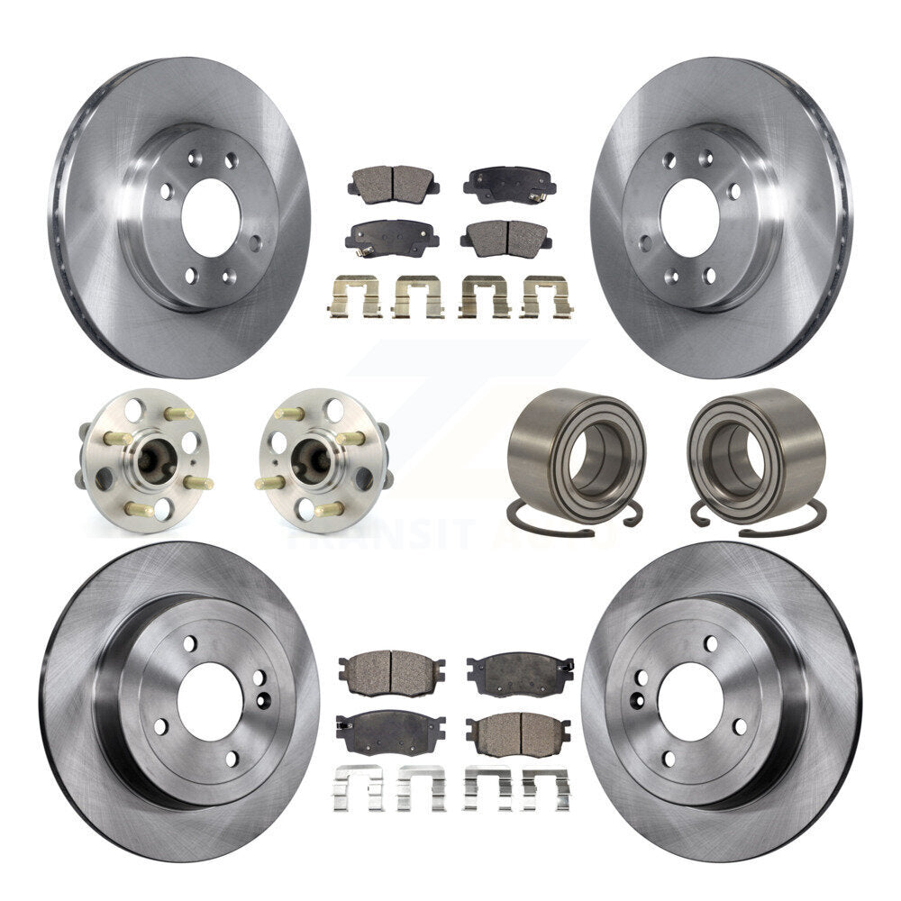 Hub Bearing Brake Rotor Pad Front Rear Kit (10Pc) For Hyundai Accent 4-Wheel ABS
