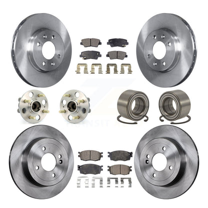 Hub Bearing Brake Rotor Pad Front Rear Kit (10Pc) For Hyundai Accent 4-Wheel ABS
