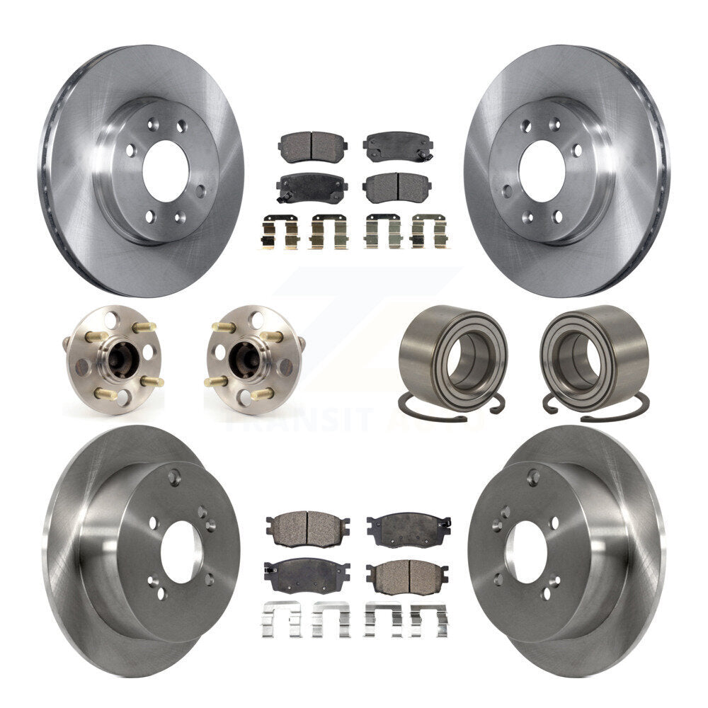 Hub Bearing Brake Rotor And Pad Front Rear Kit (10Pc) For Hyundai Accent Kia Rio