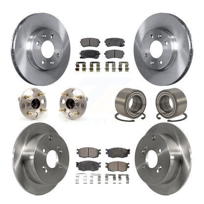 Hub Bearing Brake Rotor And Pad Front Rear Kit (10Pc) For Hyundai Accent Kia Rio