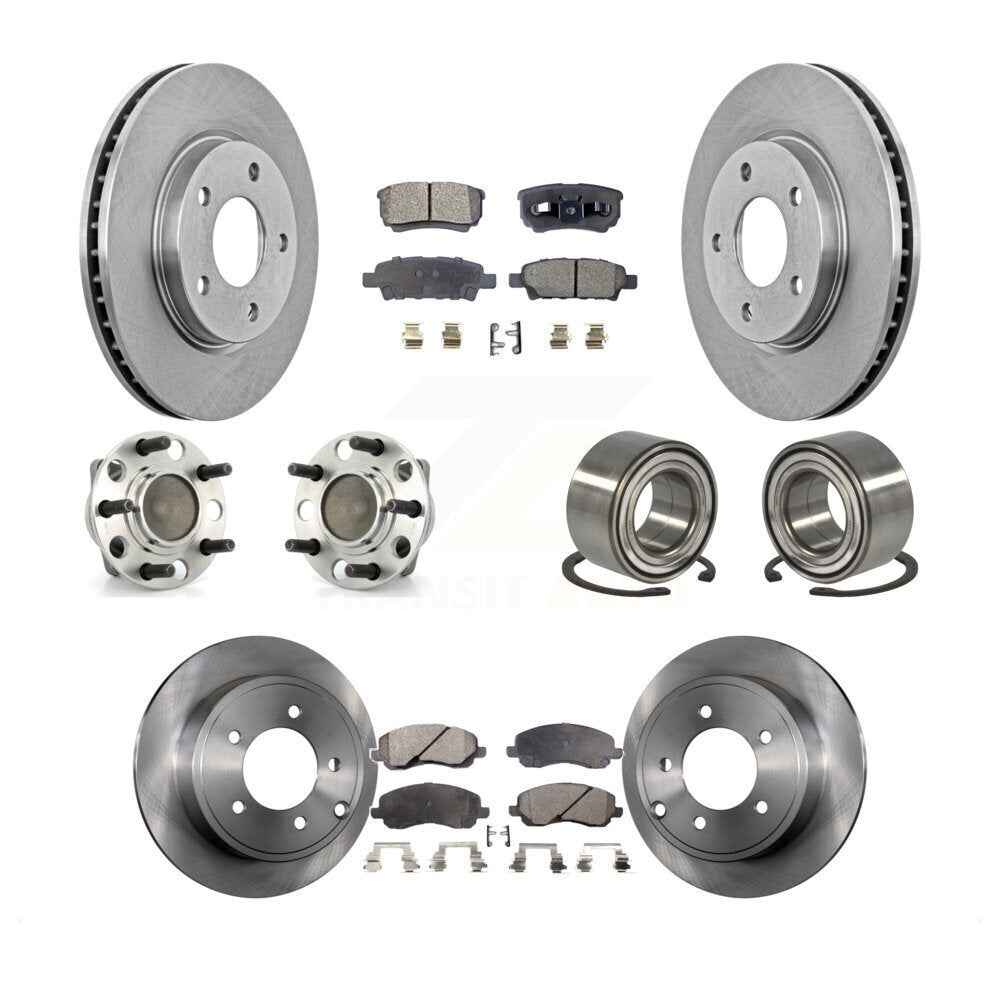 Hub Bearings Disc Brake Rotors And Pads Front Rear Kit (10Pc) For Dodge Caliber
