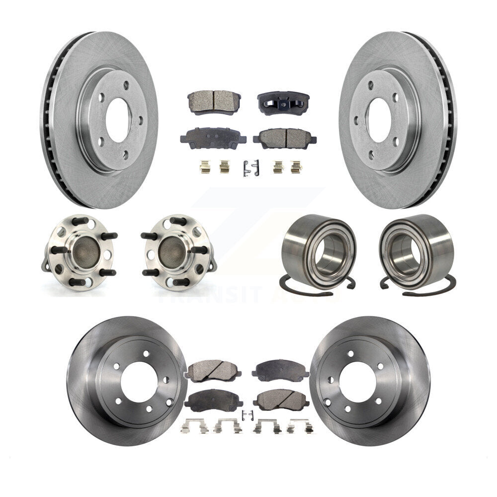 Hub Bearings Disc Brake Rotors And Pads Front Rear Kit (10Pc) For Dodge Caliber