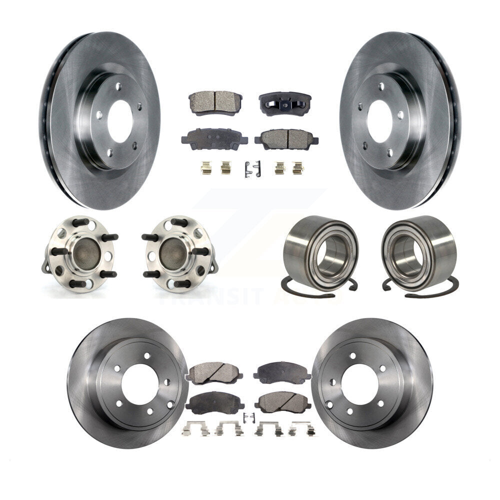 Hub Bearing Brake Rotor Pad Front Rear Kit (10Pc) For Jeep Patriot Compass Dodge