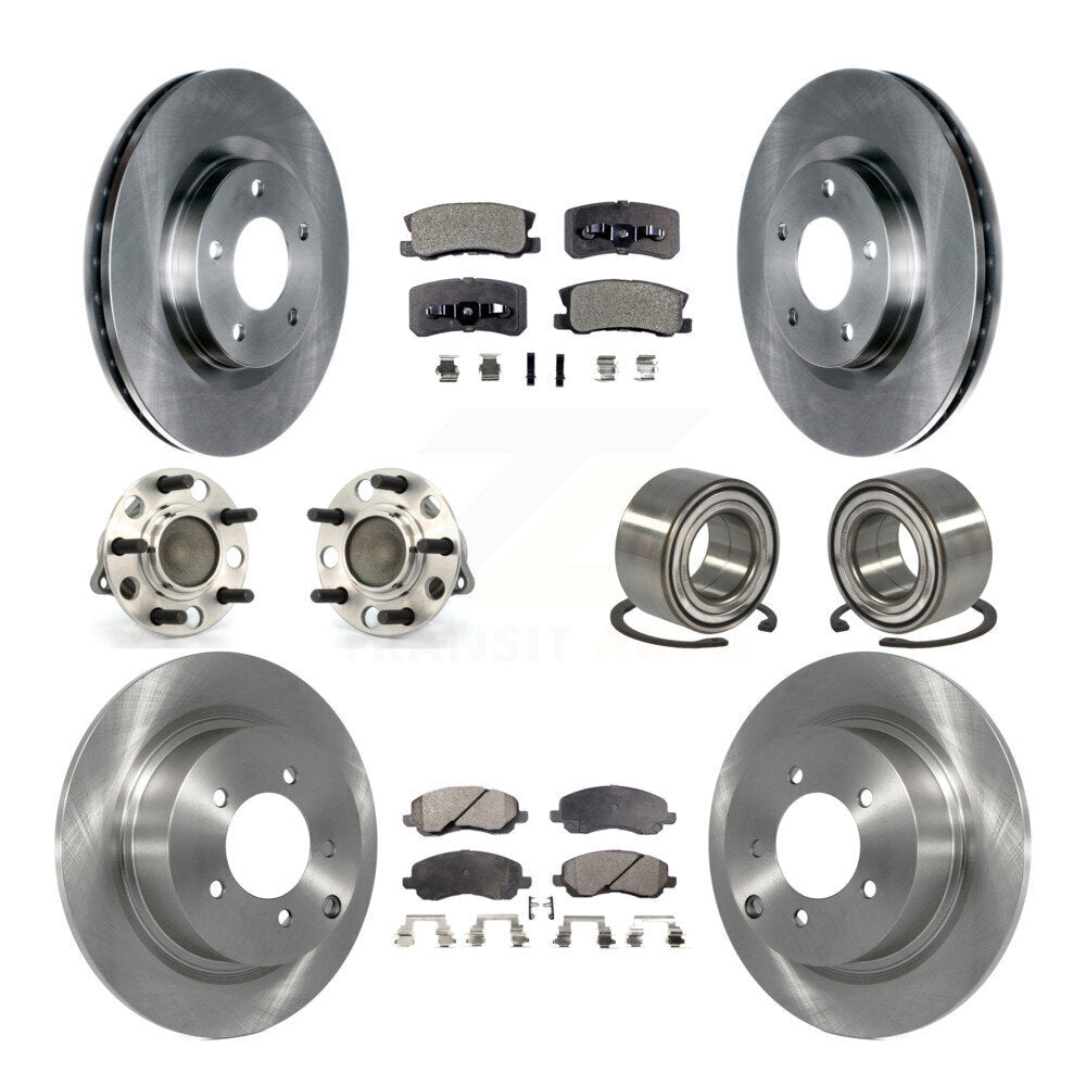 Hub Bearing Brake Rotor & Pad Front Rear Kit (10Pc) For Jeep Patriot Compass FWD