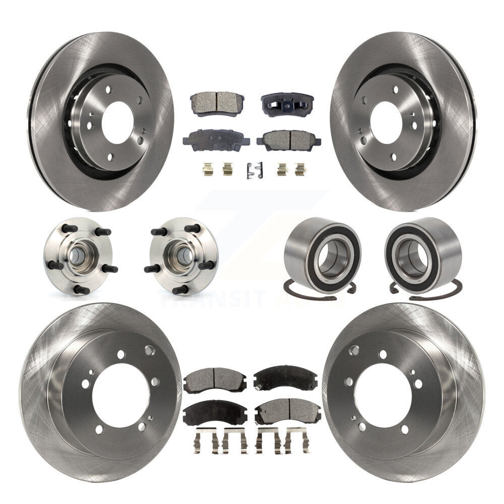 Hub Bearing Brake Rotor & Pad Front Rear Kit (10Pc) For Mitsubishi Outlander FWD