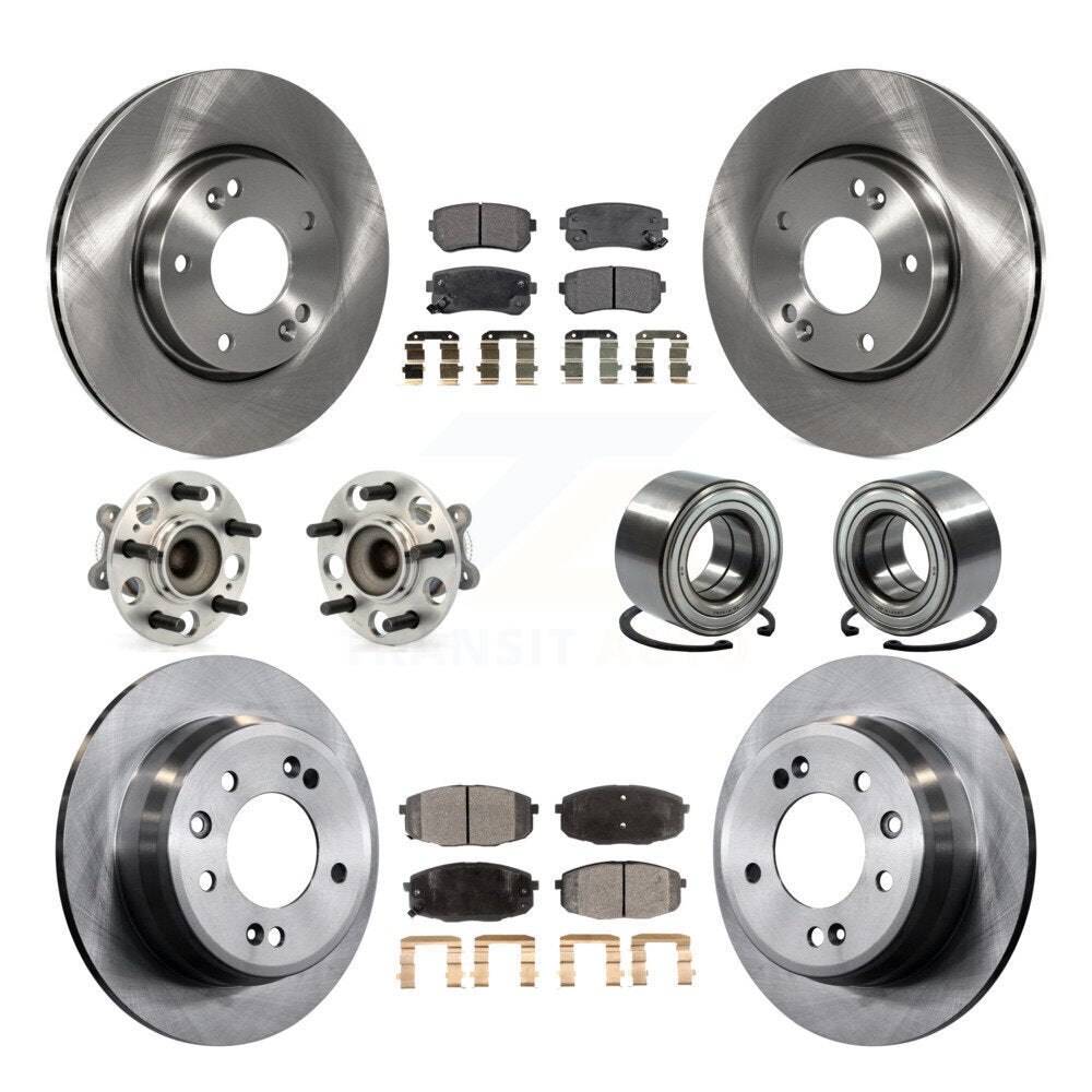 Hub Bearing Disc Brake Rotors And Pads Front Rear Kit (10Pc) For Hyundai Elantra