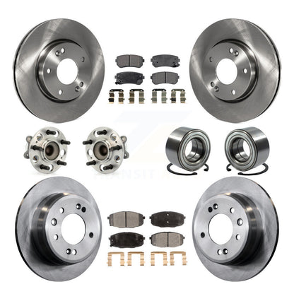 Hub Bearing Disc Brake Rotors And Pads Front Rear Kit (10Pc) For Hyundai Elantra