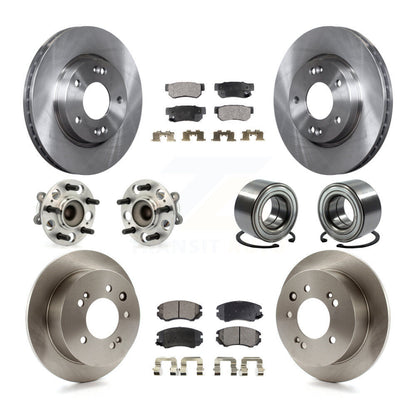 Hub Bearing Disc Brake Rotors And Pads Front Rear Kit (10Pc) For Hyundai Elantra