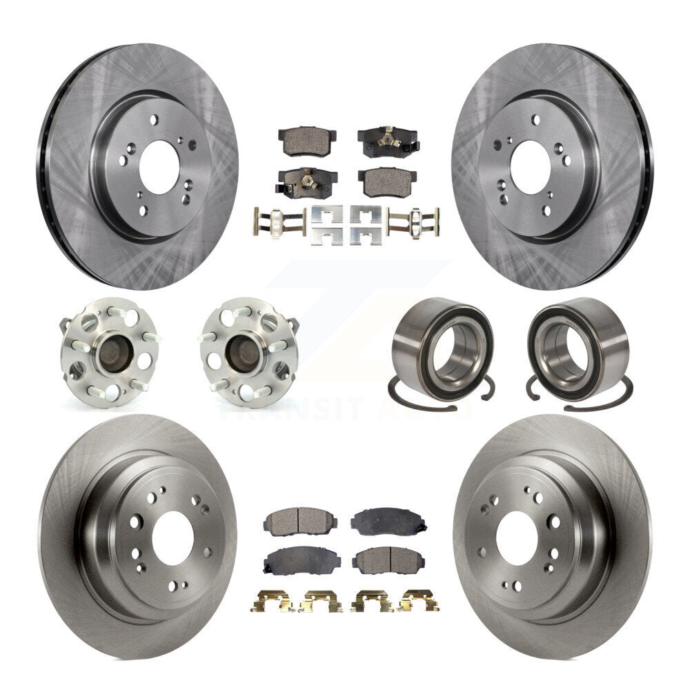 Hub Bearing Brake Rotor Pad Front Rear Kit (10Pc) For Honda Accord Crosstour FWD
