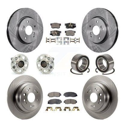 Hub Bearing Brake Rotor Pad Front Rear Kit (10Pc) For Honda Accord Crosstour FWD