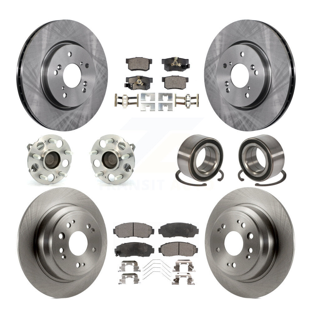 Hub Bearing Brake Rotor Pads Front Rear Kit (10Pc) For 13-15 Honda Crosstour FWD