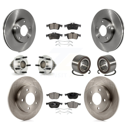 Hub Bearings Disc Brake Rotors And Pads Front Rear Kit (10Pc) For Mazda 3 Sport