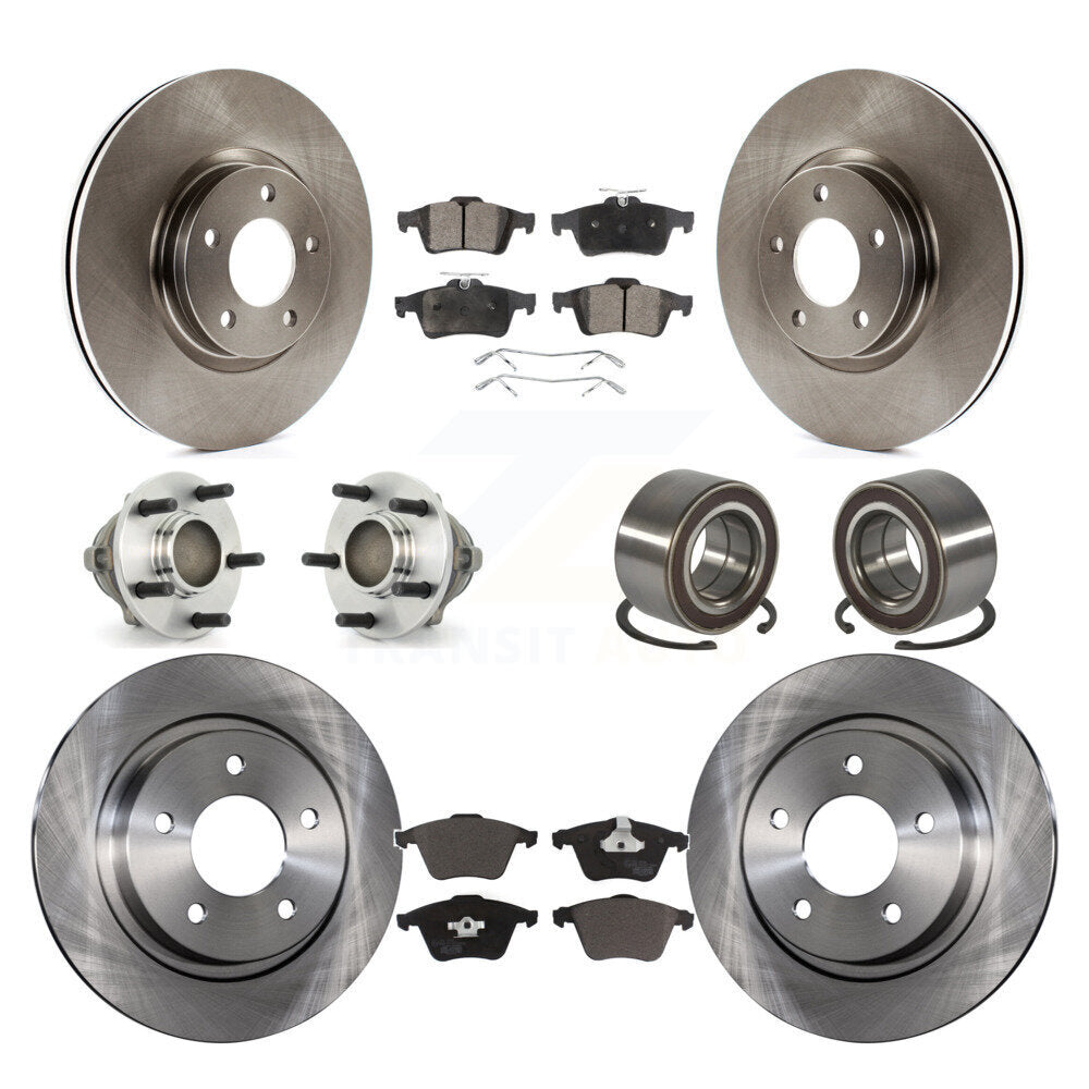 Hub Bearing Disc Brake Rotors And Ceramic Pads Front Rear Kit (10Pc) For Mazda 3