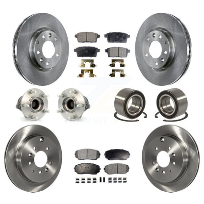 Hub Bearing Brake Rotor & Pad Front Rear Kit (10Pc) For 2007-2012 Mazda CX-7 FWD
