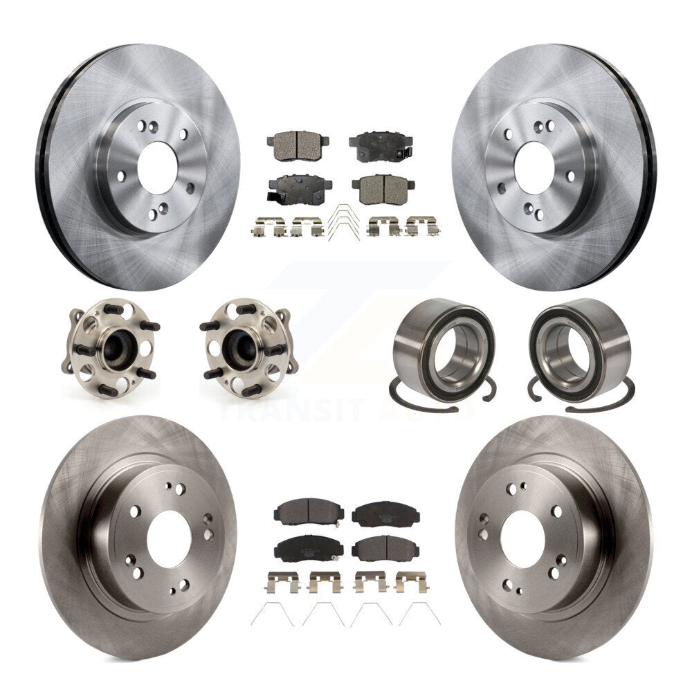 Hub Bearing Brake Rotor And Pad Front Rear Kit (10Pc) For Honda Accord Acura TSX